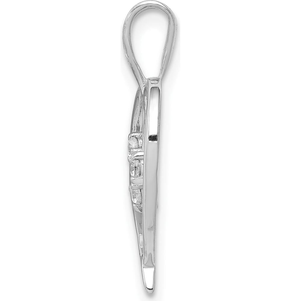 14K White Gold Heart Pendant with 3-Prong Set Round Diamonds - 0.02 Carat Total Diamond Weight by Monteluci Fine Jewelry