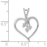 14K White Gold Heart Pendant with 3-Prong Set Round Diamonds - 0.02 Carat Total Diamond Weight by Monteluci Fine Jewelry