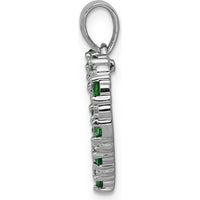 14K White Gold Heart Pendant with Emeralds and Diamonds - 0.04 Carat Total Emerald Weight, 0.003 Carat Total Diamond Weight by Lumare Gioia