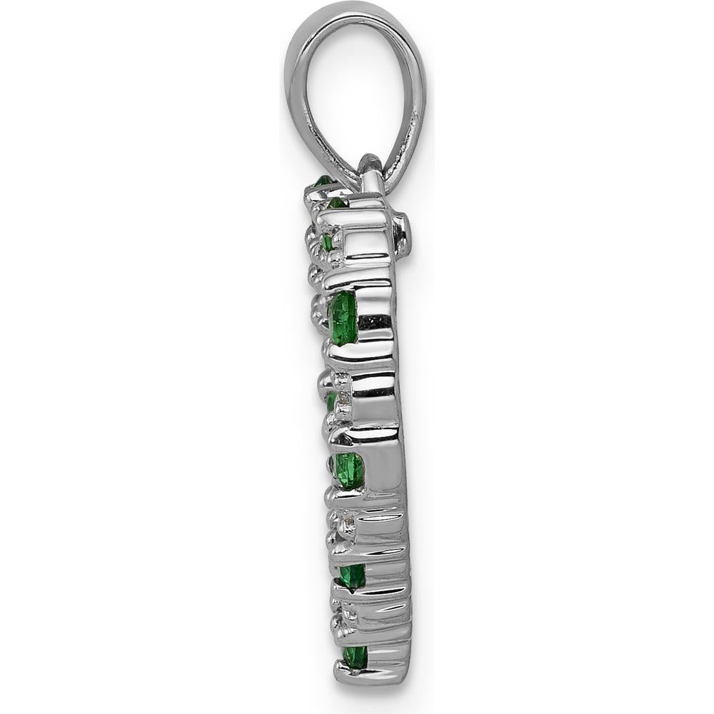 14K White Gold Heart Pendant with Emeralds and Diamonds - 0.04 Carat Total Emerald Weight, 0.003 Carat Total Diamond Weight by Lumare Gioia