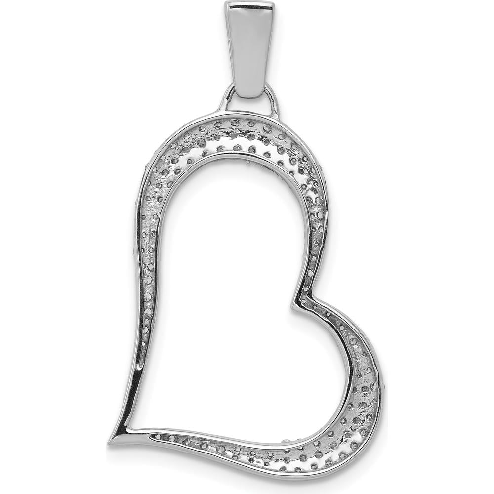 14K White Gold Heart Pendant with Natural Round Diamonds - 1/2 Carat Total Diamond Weight by Monteluci Fine Jewelry