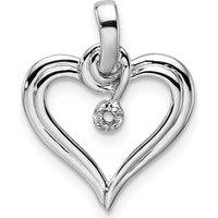 14K White Gold Heart Pendant with Round Diamond Stone - 0.02 Carat Total Diamond Weight by Monteluci Fine Jewelry