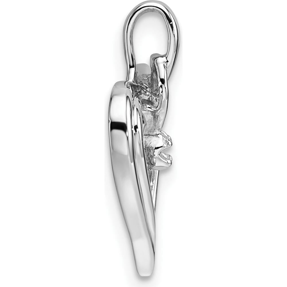 14K White Gold Heart Pendant with Round Diamond Stone - 0.02 Carat Total Diamond Weight by Monteluci Fine Jewelry