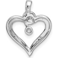 14K White Gold Heart Pendant with Round Diamond Stone - 0.02 Carat Total Diamond Weight by Monteluci Fine Jewelry