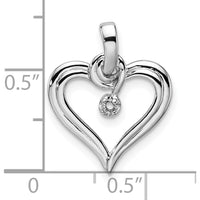 14K White Gold Heart Pendant with Round Diamond Stone - 0.02 Carat Total Diamond Weight by Monteluci Fine Jewelry