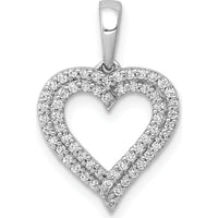 14K White Gold Heart Pendant with Round Diamonds - 0.25 Carat Total Diamond Weight by Monteluci Fine Jewelry