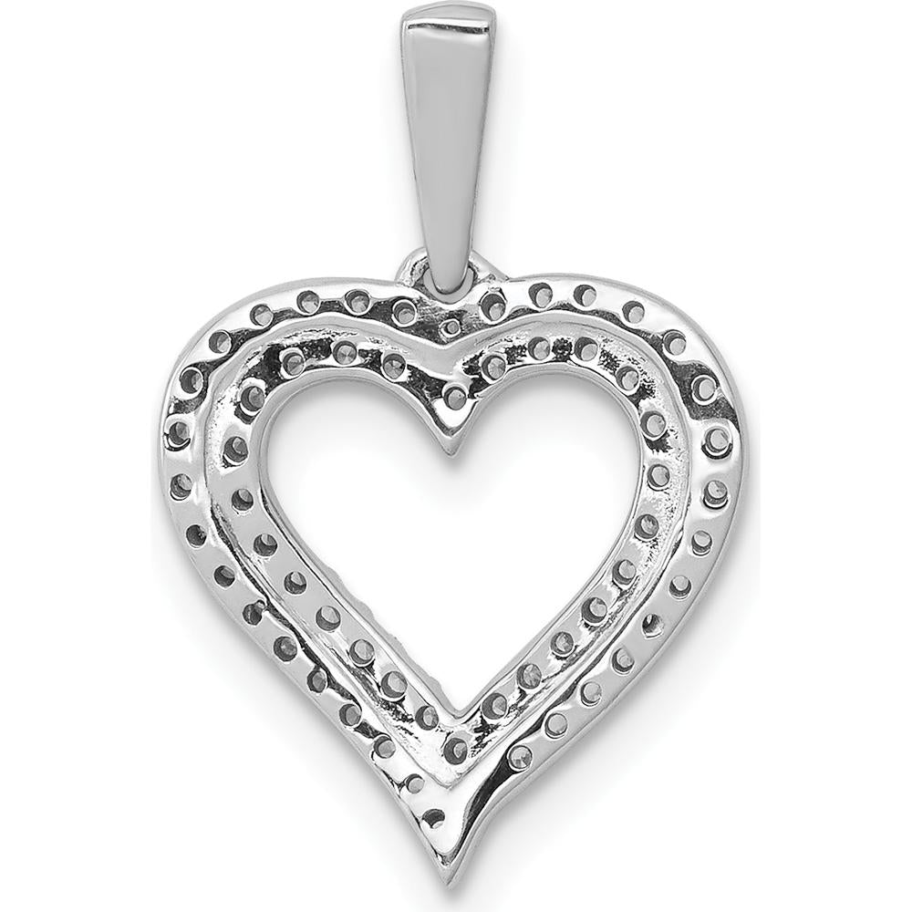 14K White Gold Heart Pendant with Round Diamonds - 0.25 Carat Total Diamond Weight by Monteluci Fine Jewelry