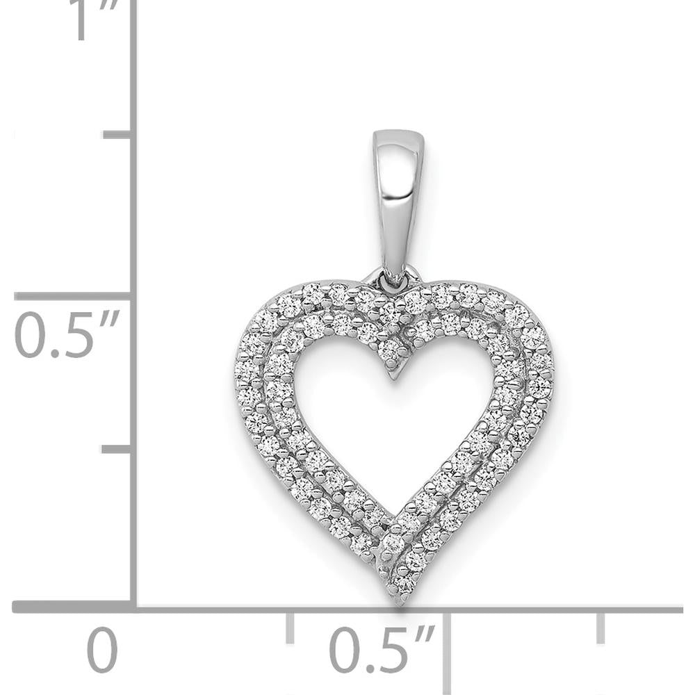 14K White Gold Heart Pendant with Round Diamonds - 0.25 Carat Total Diamond Weight by Monteluci Fine Jewelry