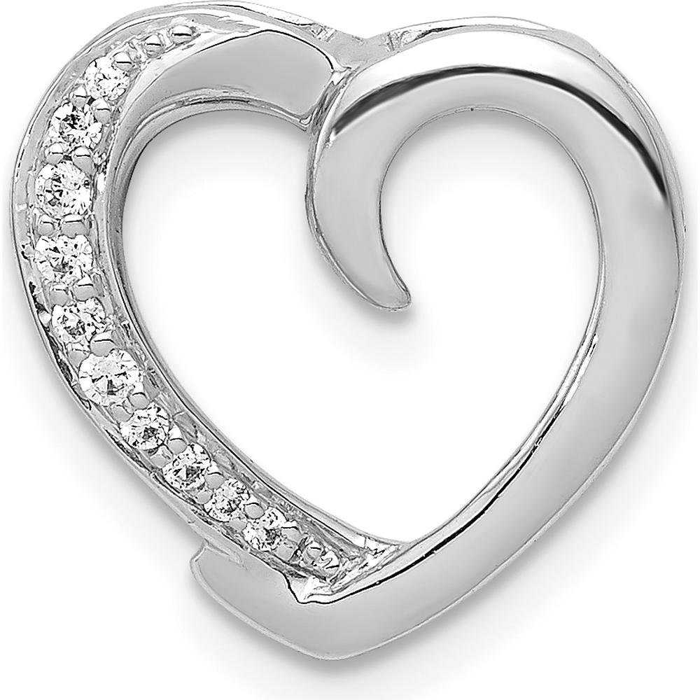 14K White Gold Heart Pendant with Round Diamonds - 1/20 Carat Total Diamond Weight by Monteluci Fine Jewelry