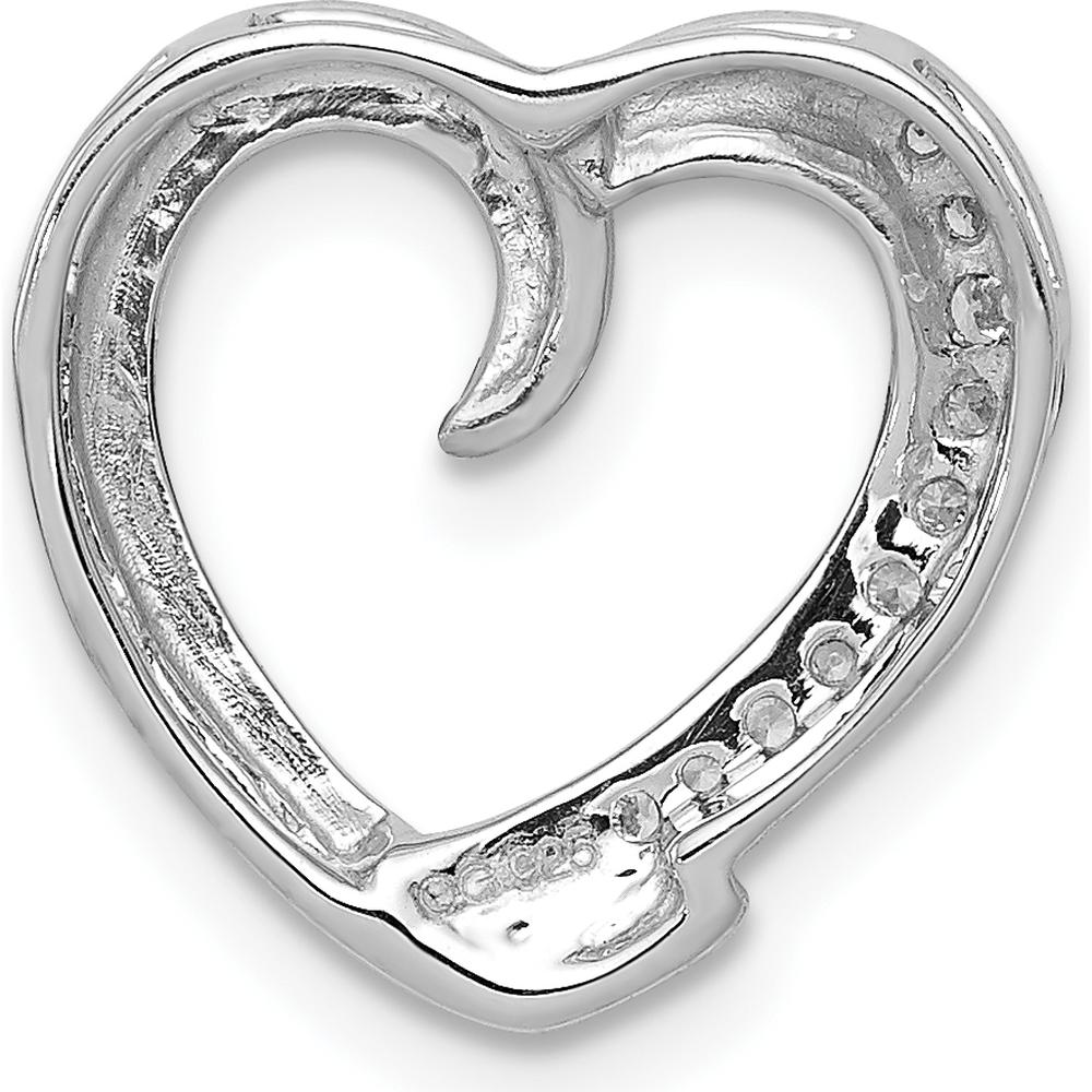 14K White Gold Heart Pendant with Round Diamonds - 1/20 Carat Total Diamond Weight by Monteluci Fine Jewelry