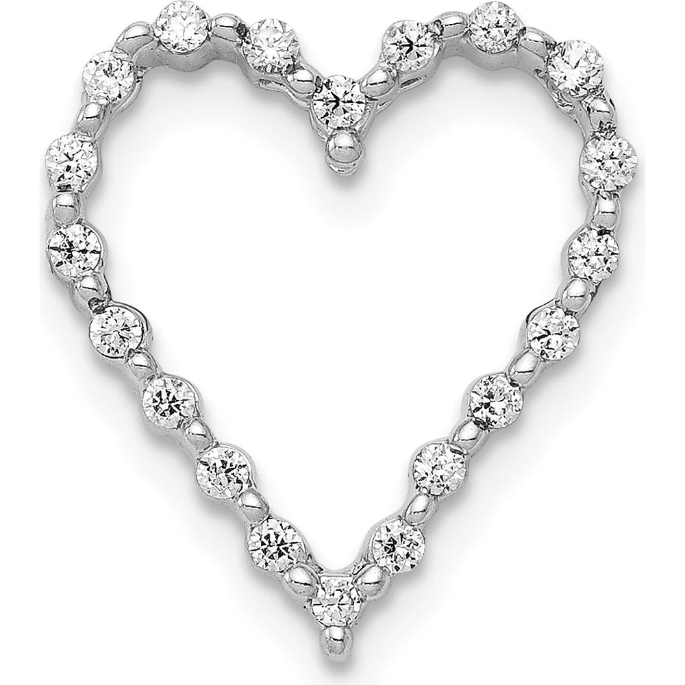 14K White Gold Heart Pendant with Round Diamonds - 1/5 Carat Total Diamond Weight by Monteluci Fine Jewelry