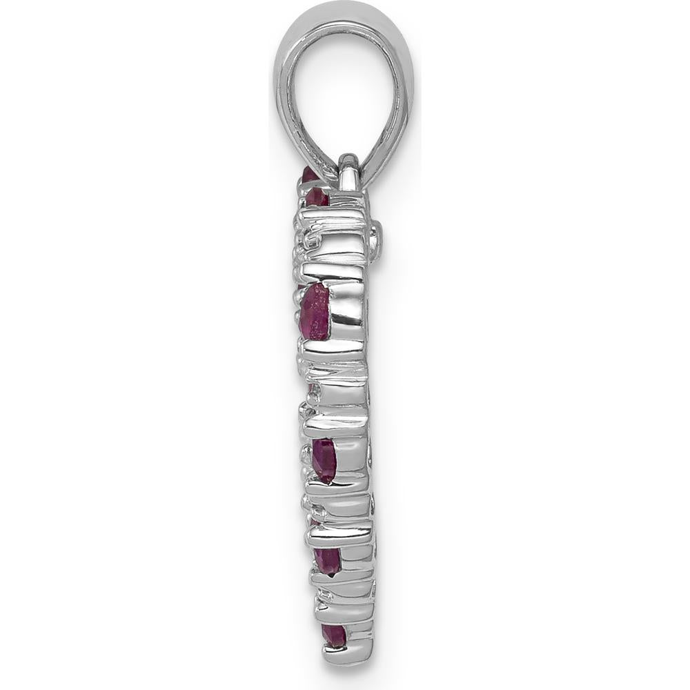 14K White Gold Heart Pendant with Round Rubies and Diamonds - 0.05 Carat Ruby, 0.003 Carat Diamond Weight by Lumare Gioia