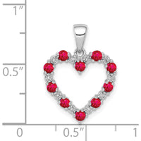 14K White Gold Heart Pendant with Round Rubies and Diamonds - 0.05 Carat Ruby, 0.003 Carat Diamond Weight by Lumare Gioia