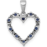 14K White Gold Heart Pendant with Round Sapphires and Diamonds - 0.05 Carat Total Sapphire Weight, 0.003 Carat Total Diamond Weight by Lumare Gioia
