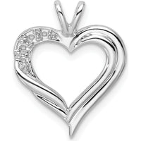 14K White Gold Heart Pendant with Round Stones - 1.5mm Side Stones by Monteluci Fine Jewelry