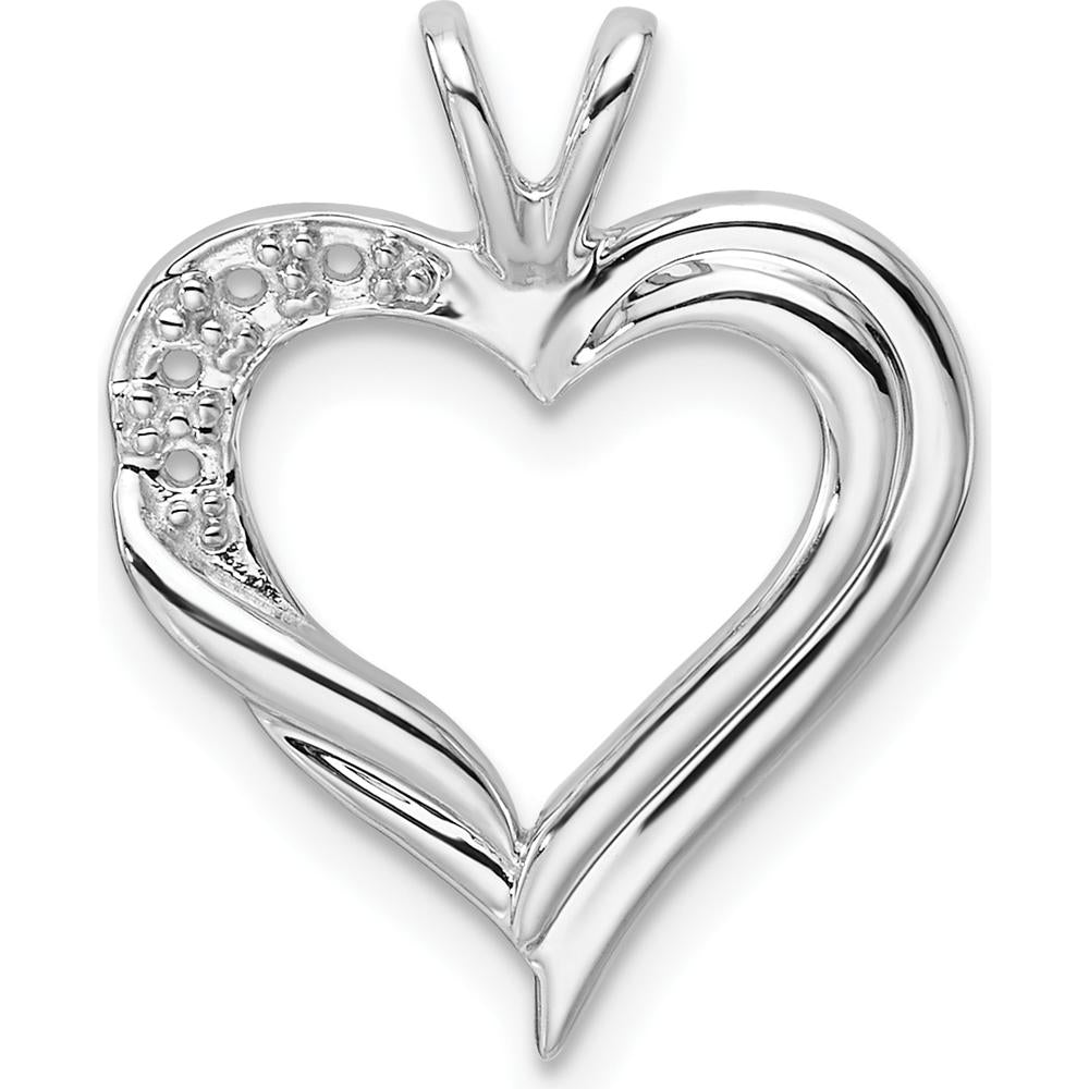 14K White Gold Heart Pendant with Round Stones - 1.5mm Side Stones by Monteluci Fine Jewelry
