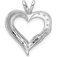14K White Gold Heart Pendant with Round Stones - 1.5mm Side Stones by Monteluci Fine Jewelry