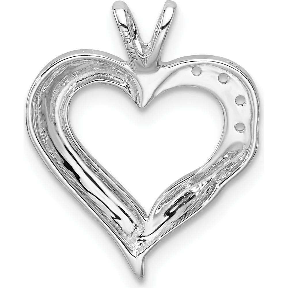 14K White Gold Heart Pendant with Round Stones - 1.5mm Side Stones by Monteluci Fine Jewelry