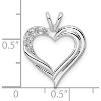 14K White Gold Heart Pendant with Round Stones - 1.5mm Side Stones by Monteluci Fine Jewelry