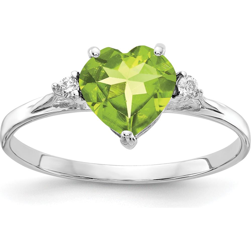 14K White Gold Heart Peridot and Diamond Accent Ring - 1.42 Carat Total Gem Weight by Monteluci Fine Jewelry
