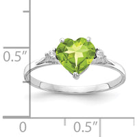 14K White Gold Heart Peridot and Diamond Accent Ring - 1.42 Carat Total Gem Weight by Monteluci Fine Jewelry