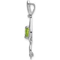 14K White Gold Heart Peridot Cat Pendant with Diamond Accents - 0.99 Carat Peridot, 0.005 Carat Diamond Weight by Lumare Gioia