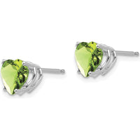 14K White Gold Heart Peridot Stud Earrings - 1.40 Carat Total Peridot Weight by Monteluci Fine Jewelry