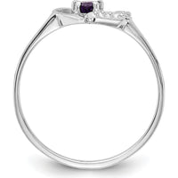14K White Gold Heart Ring Mount with 0.01 Carat Diamonds and 5x3mm Pear Gemstone Setting by Monteluci Fine Jewelry