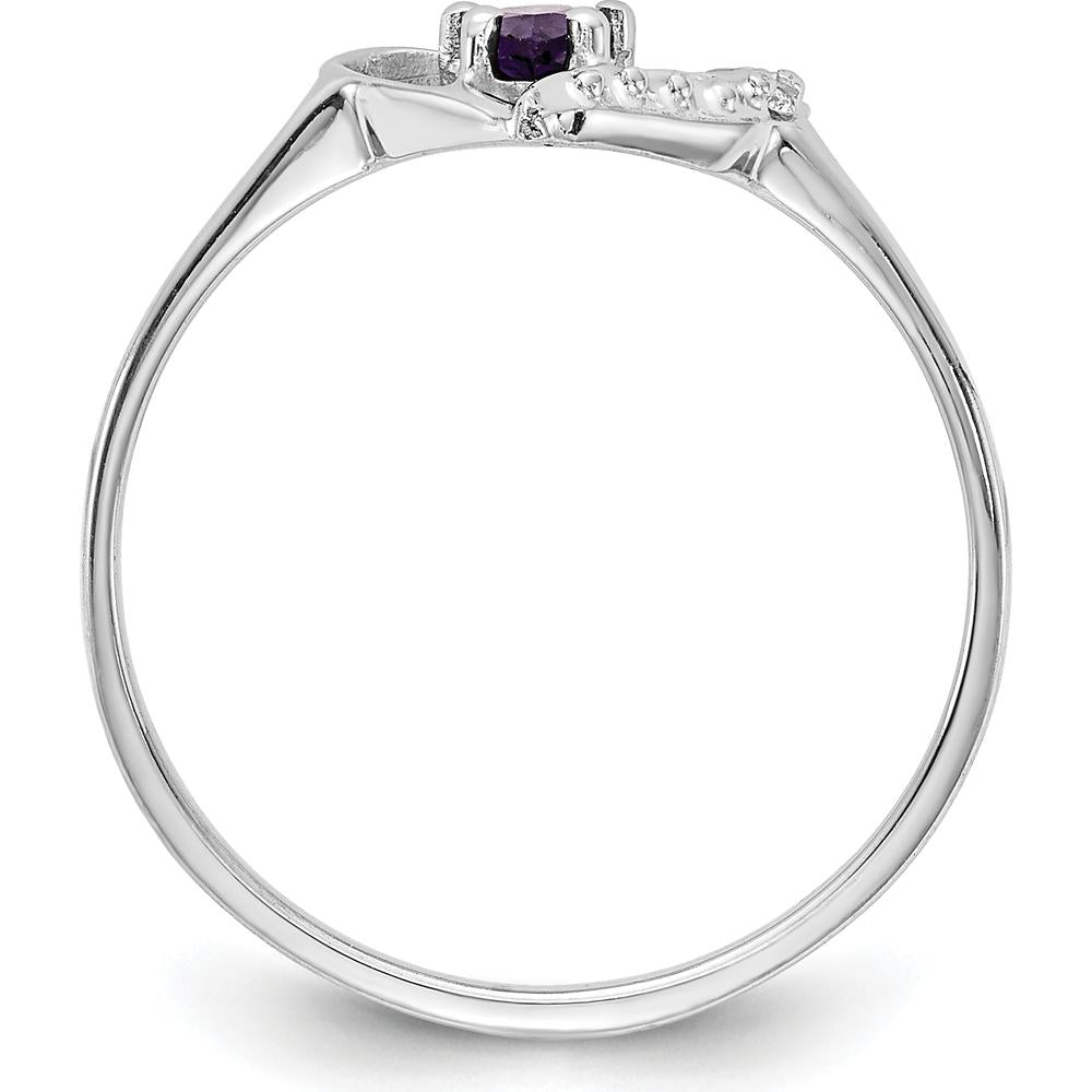 14K White Gold Heart Ring Mount with 0.01 Carat Diamonds and 5x3mm Pear Gemstone Setting by Monteluci Fine Jewelry