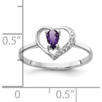 14K White Gold Heart Ring Mount with 0.01 Carat Diamonds and 5x3mm Pear Gemstone Setting by Monteluci Fine Jewelry