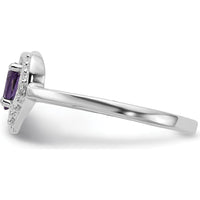14K White Gold Heart Ring Mount with 0.01 Carat Diamonds and 5x3mm Pear Gemstone Setting by Monteluci Fine Jewelry
