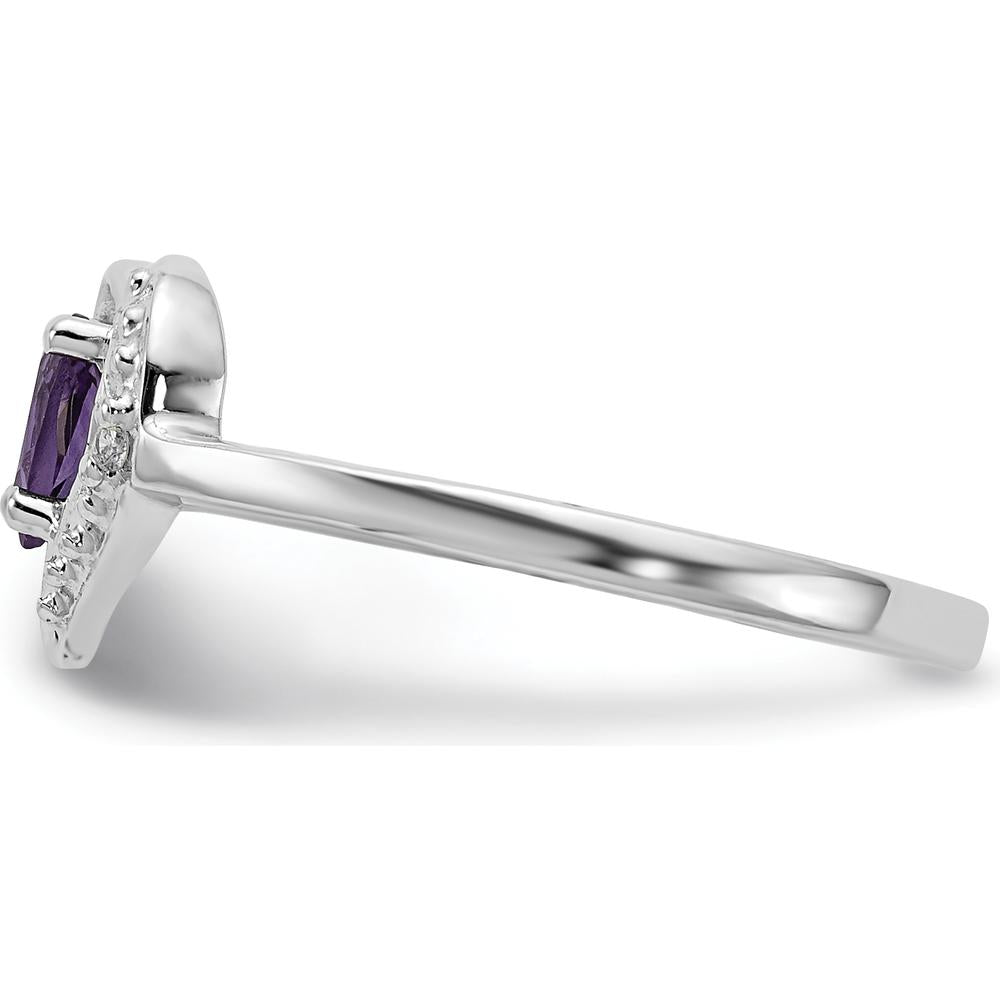 14K White Gold Heart Ring Mount with 0.01 Carat Diamonds and 5x3mm Pear Gemstone Setting by Monteluci Fine Jewelry