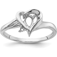 14K White Gold Heart Ring Mounting for 6x4mm Pear-Shaped Gemstone by Monteluci Fine Jewelry