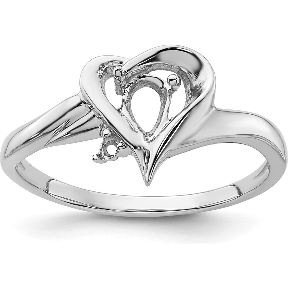 14K White Gold Heart Ring Mounting for 6x4mm Pear-Shaped Gemstone by Monteluci Fine Jewelry