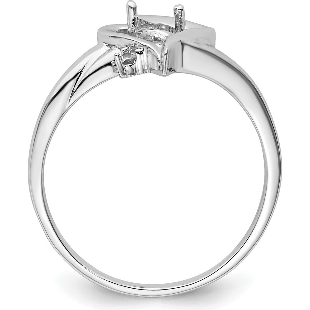 14K White Gold Heart Ring Mounting for 6x4mm Pear-Shaped Gemstone by Monteluci Fine Jewelry