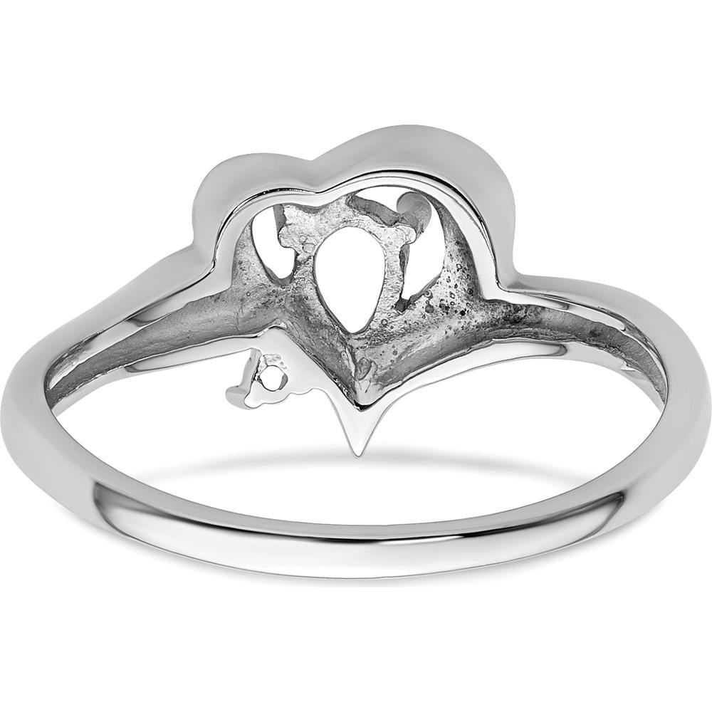 14K White Gold Heart Ring Mounting for 6x4mm Pear-Shaped Gemstone by Monteluci Fine Jewelry