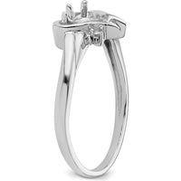 14K White Gold Heart Ring Mounting for 6x4mm Pear-Shaped Gemstone by Monteluci Fine Jewelry