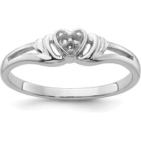 14K White Gold Heart Ring Mounting with Polished Tapered Band and Rhodium Finish by Oro Pregiato