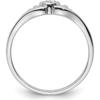 14K White Gold Heart Ring Mounting with Polished Tapered Band and Rhodium Finish by Oro Pregiato
