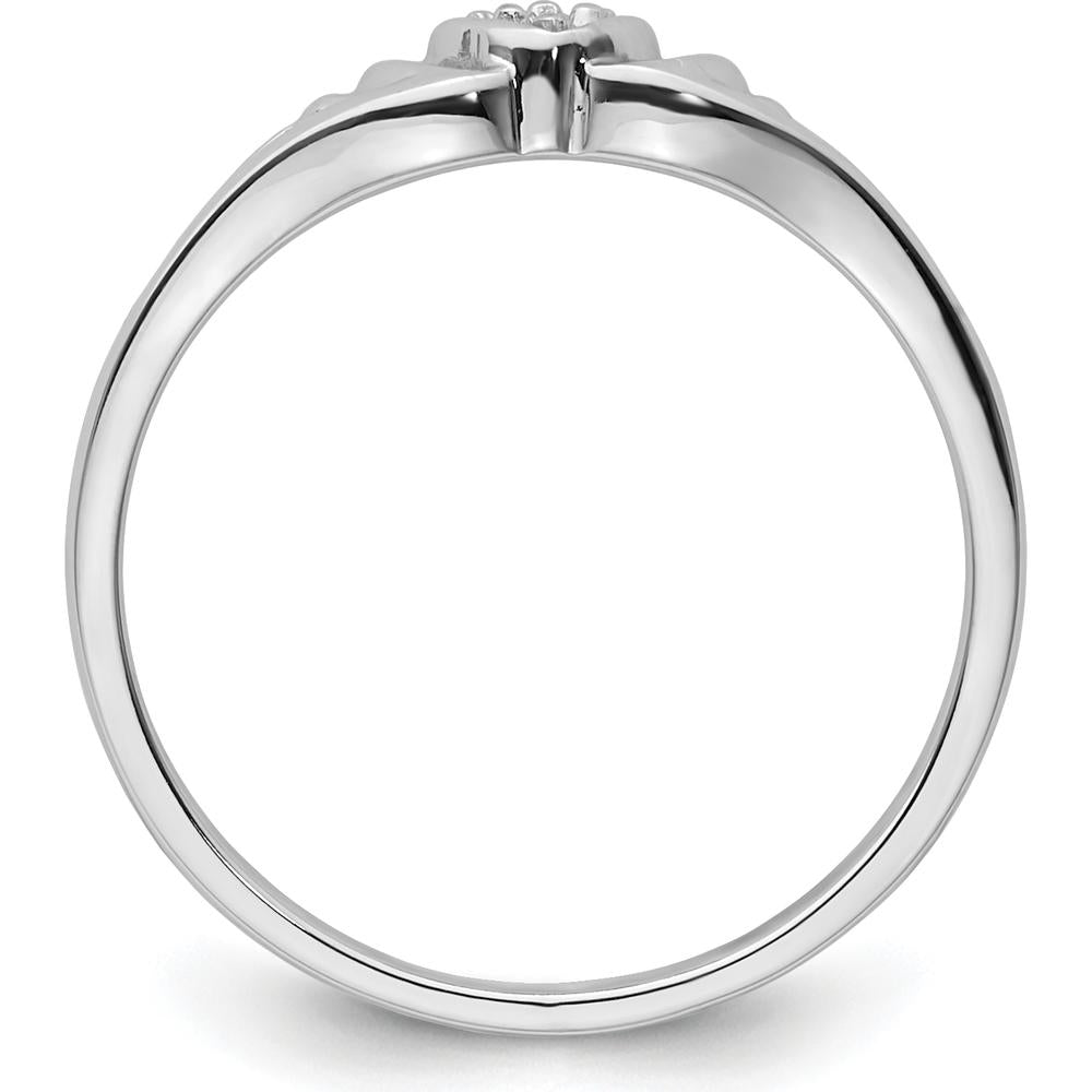 14K White Gold Heart Ring Mounting with Polished Tapered Band and Rhodium Finish by Oro Pregiato