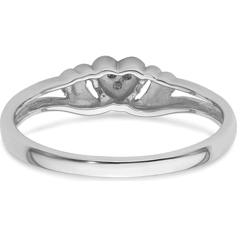 14K White Gold Heart Ring Mounting with Polished Tapered Band and Rhodium Finish by Oro Pregiato