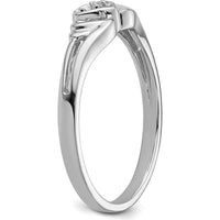 14K White Gold Heart Ring Mounting with Polished Tapered Band and Rhodium Finish by Oro Pregiato
