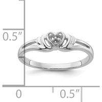 14K White Gold Heart Ring Mounting with Polished Tapered Band and Rhodium Finish by Oro Pregiato