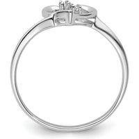 14K White Gold Heart Ring with 0.02 Carat Diamond Cluster Center by Oro Pregiato
