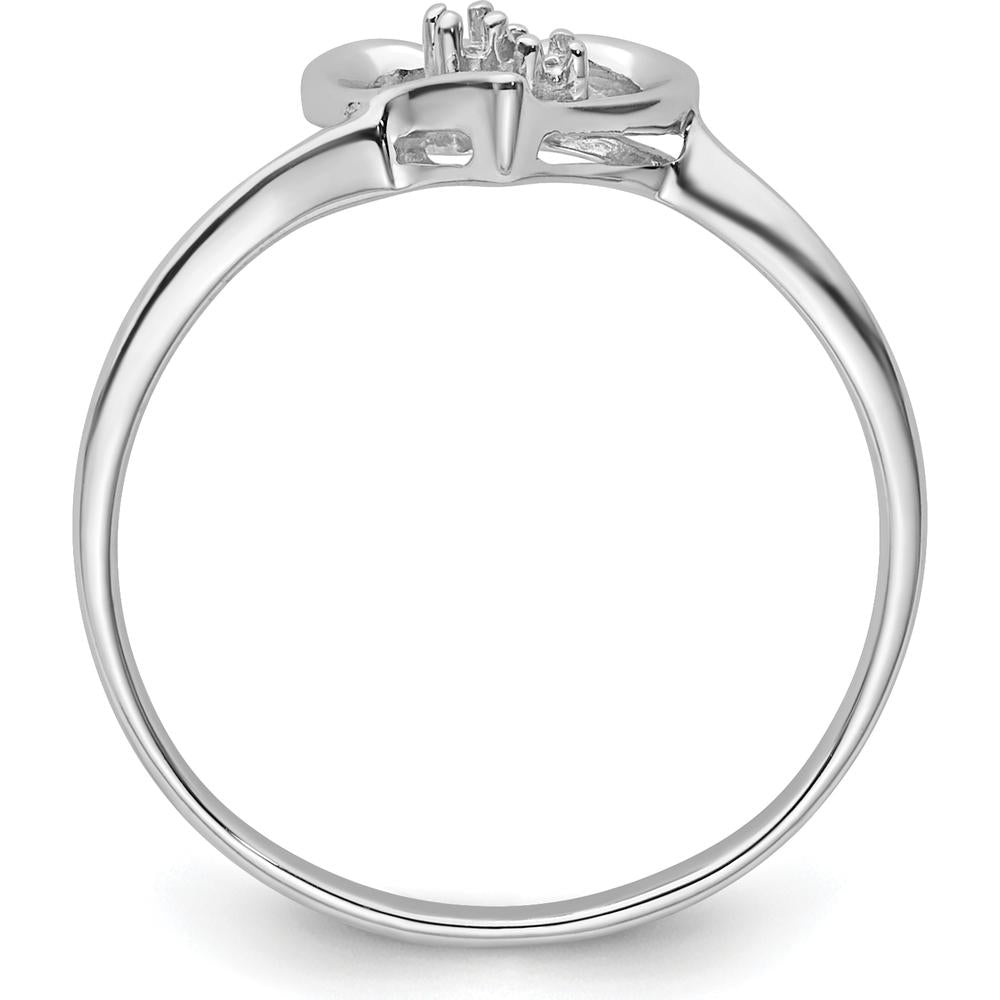 14K White Gold Heart Ring with 0.02 Carat Diamond Cluster Center by Oro Pregiato
