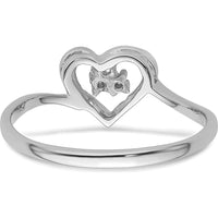 14K White Gold Heart Ring with 0.02 Carat Diamond Cluster Center by Oro Pregiato