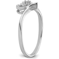 14K White Gold Heart Ring with 0.02 Carat Diamond Cluster Center by Oro Pregiato