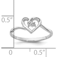 14K White Gold Heart Ring with 0.02 Carat Diamond Cluster Center by Oro Pregiato