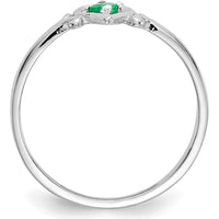 14K White Gold Heart Ring with 3mm Round Emerald - 0.11 Carat Total Emerald Weight by Oro Pregiato