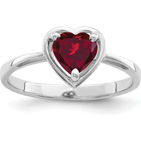 14K White Gold Heart Ring with 6mm Lab-Created Ruby by Monteluci Fine Jewelry